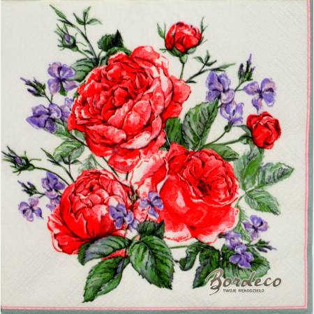 Serwetka decoupage seria MAKI kompozycja z róż 33x33cm